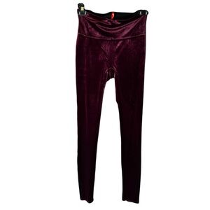 Spanx Rich Burgundy Velvet Leggings S 2070